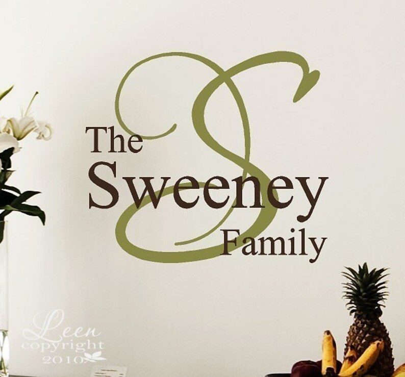 Family Name Monogram Wall Decal Removable Vinyl Wall Decal Monogram Name Initial Decal Family Room Entryway Living Room Made in the USA