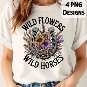 Wild Flowers Wild Horses PNG, Western Boho PNG