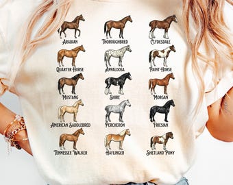 Horse Breeds T-Shirts, Comfort Colors®, Equestrian Gift, Horse Lover Apparel