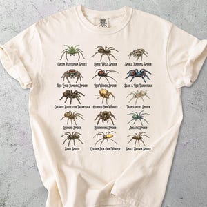 Spider Identification Chart T-Shirt, Educational Spider Shirt, Entomology Lover Gift, Unique Spider Species Tee, Nature Enthusiast Shirt