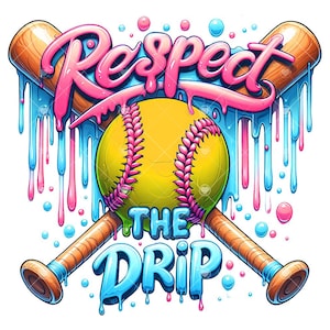 Softball Drip PNG, Respect The Drip Png, Retro Softball Mom Png, Dripping Softball Png, Game Day Sublimation Png, Digital Download