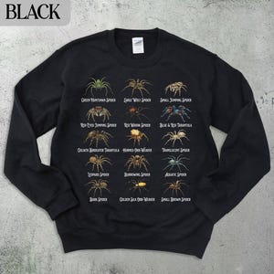 Spider Species Sweatshirt, Unique Insect Lover Gift, Graphic Spider Hoodie, Nature Enthusiast Clothing, Spider Lover Apparel, Halloween