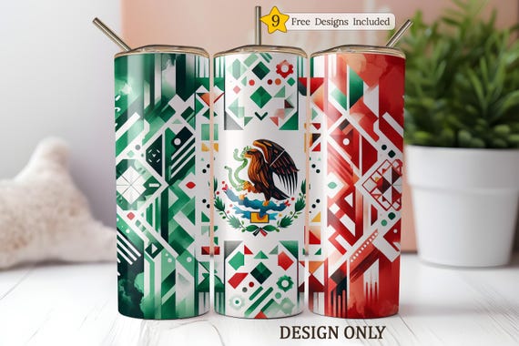 Latino Sublimation Tumbler Design, Mexican Flag 20oz Tumbler Wrap PNG, Mexican Flag Art Latino PNG, Skinny Tumbler Download