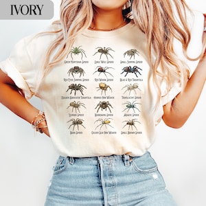 Spider Species Chart T-Shirt, Insect Enthusiast Tee, Arachnid Lovers Gift, Unisex Spiders Graphic Shirt, Educational Wildlife Top
