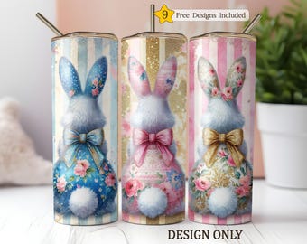 Cute Coquette Easter Bunny Tumbler Wrap, 20oz Skinny Easter Tumbler PNG Sublimation Design, Grandmillenial Easter Digital Download