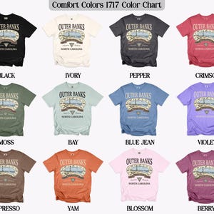 Outer Banks North Carolina T-Shirt Comfort Colors 1717 Color Chart, Vintage Graphic Tee, Unisex, Beach Souvenir, Coastal Gift Apparel