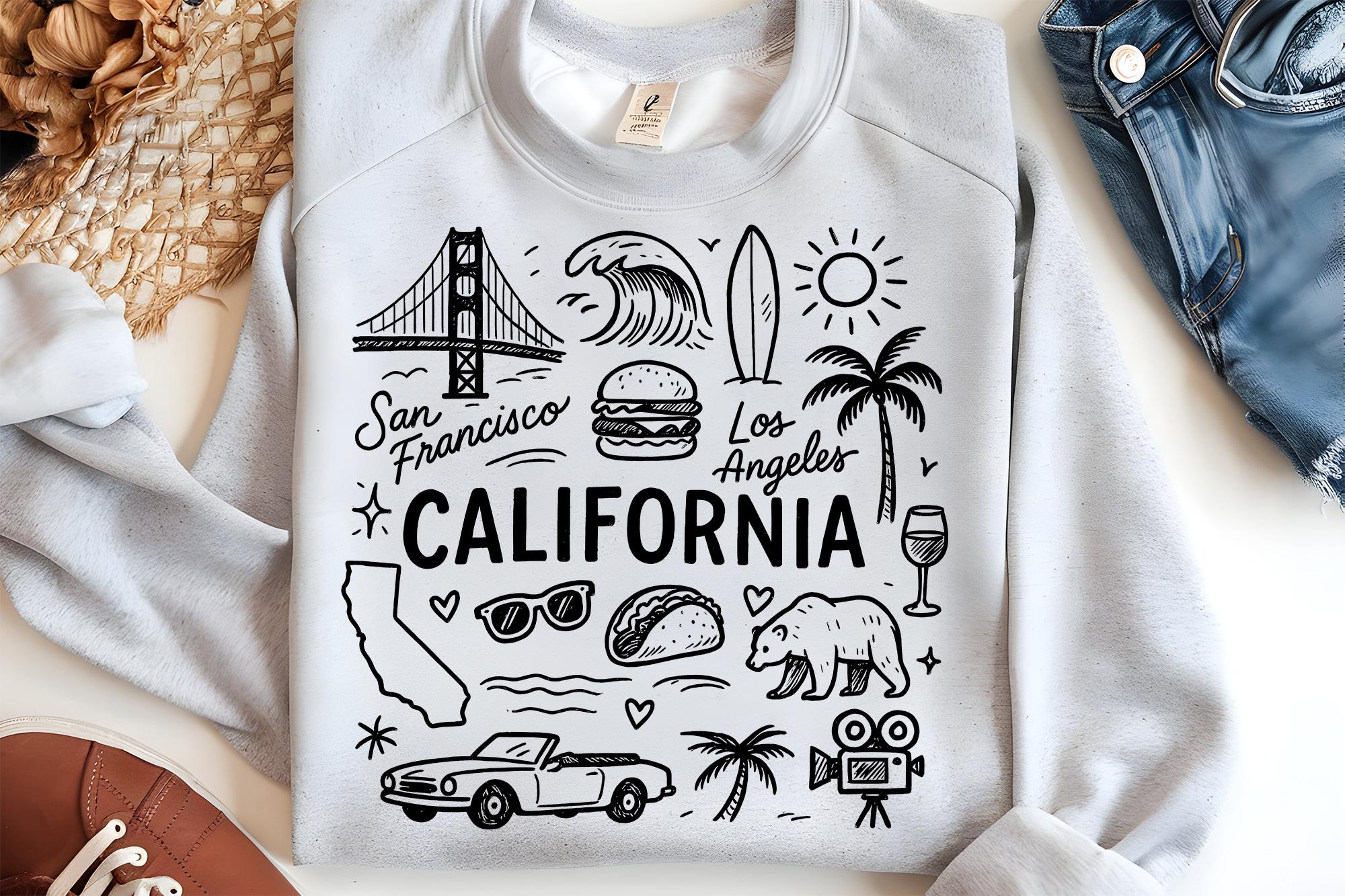 California Trip Shirt PNG, Retro Design, Sublimation Download, California Dreamin, Vacation Souvenir, DIY Project, State Pride, USA
