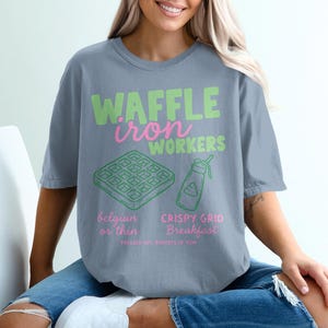 Waffle Iron Workers Graphic Tee, Funny Breakfast Shirt, Belgian Thin Waffles, Crispy Grid Design, Cute Foodie Apparel, Unisex T-Shirt