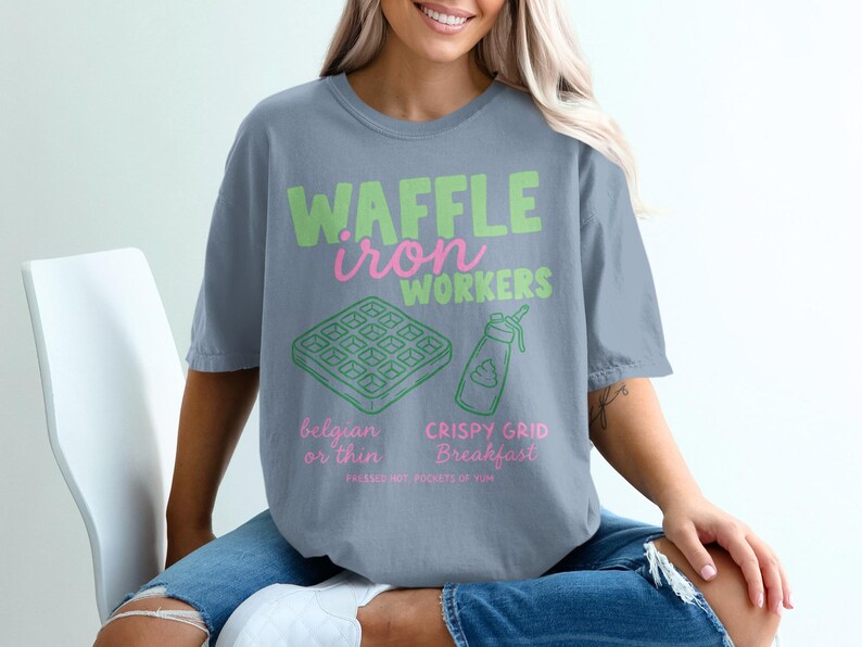 Waffle Iron Workers Graphic Tee, Funny Breakfast Shirt, Belgian Thin Waffles, Crispy Grid Design, Cute Foodie Apparel, Unisex T-Shirt