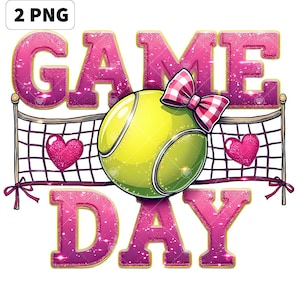 Tennis Game Day PNG, Coquette Girly Tennis Glitter Png, Tennis Mama Png, Tennis Mom Png, Game Day, Sport Png