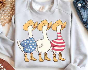 Patriotic Silly Goose PNG, 4th of July Sublimation Design, USA Goose with Cowboy Hat, American Pride, Independence Day Graphic Download