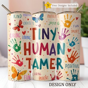 Liten mänsklig tamer tumbler wrap PNG, förskollärare tumbler wraps, dagisarbetare present, 20oz tumbler sublimeringsdesign, mamma digital PNG