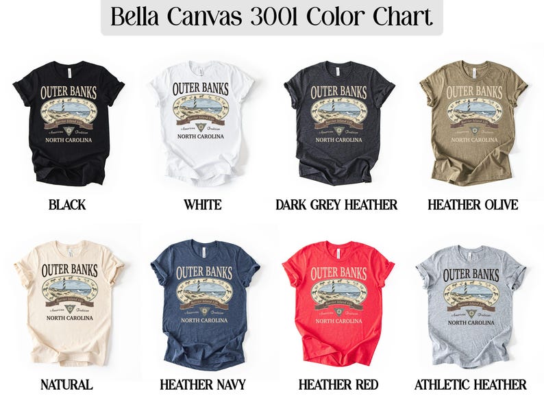 Outer Banks T Shirt North Carolina Graphic Tee Vacation Souvenir Gift, Outer Banks NC Shirt, OBX Hand Drawn Design Tee