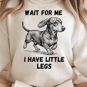 Dachshund Sweatshirt, Wait For Me I Have Little Legs, Funny Dog Quote, Pet Lover Gift, Animal Graphic Tee, Cute Dachshund Apparel, Trendy