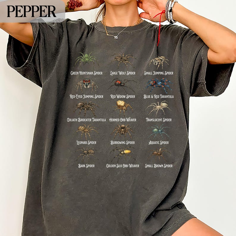 Spider Identification Shirt, Spider Species Guide Tee, Arachnid Lover Gift, Spider Enthusiast T-Shirt, Bug Collector Shirt, Nature Lover Tee