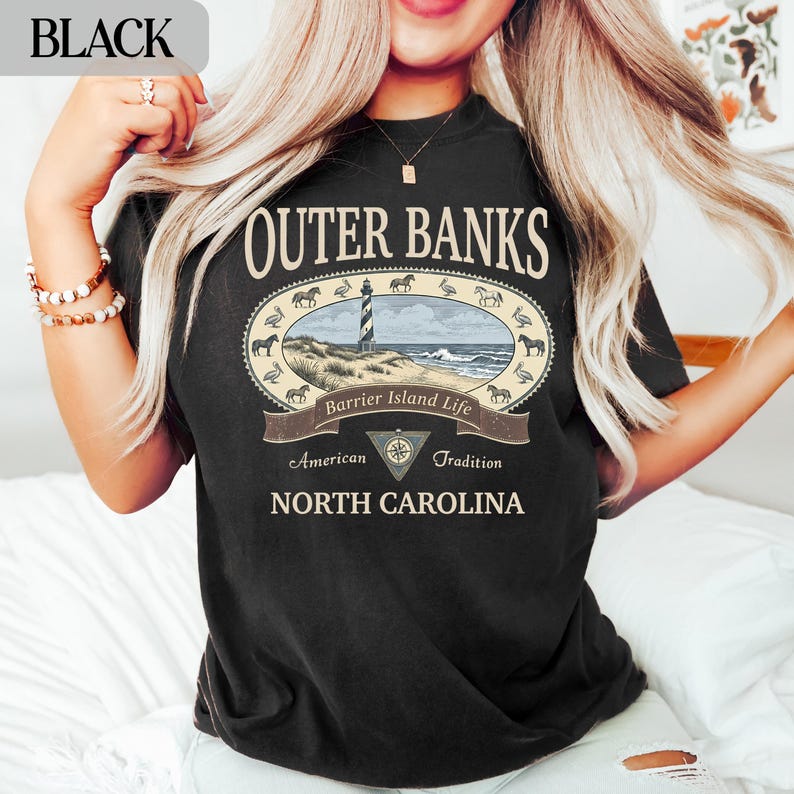 Outer Banks North Carolina T Shirt, Barrier Island Life Tee, Coastal Graphic Shirt, American Tradition Shirt, Vacation Souvenir