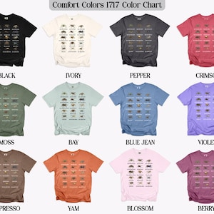 Comfort Colors 1717 Color Chart Tee, Insect Print Shirt, Bug Lovers Gift, Entomology T-Shirt, Unique Graphic Tee, Nature Lover Shirt