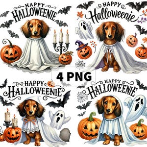 Happy Halloweenie Dachshund Png, Dog Mom Gift, Dachshund Lover, Halloween Gift, Wiener Png, Sausage Dog Png Doxie, Halloween Pumpkin
