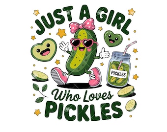 Funny Pickle Queen PNG, Just A Girl Who Loves Pickles, Cute Pink Crown Files for Sublimation, Shirts, Printable Clipart for Crafts