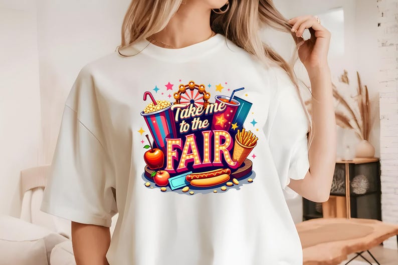 Take me to the Fair Sublimation Design PNG Digital Download, County State Fair Country Rides png, Neon Ferris Wheel, Fall Autumn Design image 6