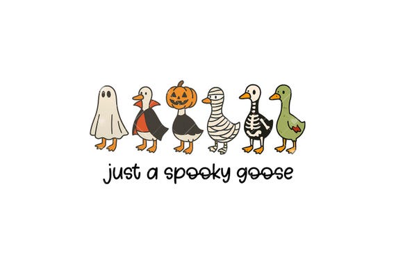 Spooky Goose PNG, Halloween Goose Sublimation, Retro Goose Halloween Design, Funny Skeleton Goose, Trendy Halloween Clipart for Crafts