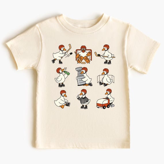 Hockey Goose Youth Kids T-Shirt, Funny Ice Hockey Toddler Tee