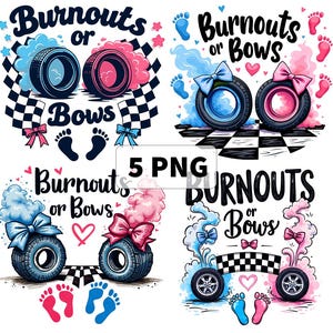 Burnouts eller Bows Daddy Loves You Digital Png-fil Direktnedladdning, Könsavslöjande T-shirt Design, Baby Shower-present, Rolig Graviditetströja PNG