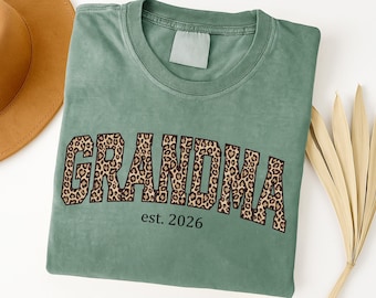 Befördert zu Oma PNG, Cheetah Print, Est. 2026, Sublimationsdesign für T-Shirts, digitaler Download, neue Oma