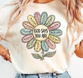 God Says You Are Digital Download, Christian PNG for T-Shirt, Inspirational Flower Design, Bible Verse Art product logo