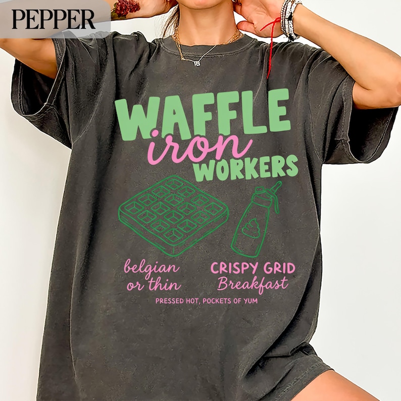 Waffle Iron Workers Shirt, Belgian Waffles Thin Crispy Grid Breakfast Tee, Funny Breakfast Lover Gift, Graphic T-Shirt, Cute Food Top