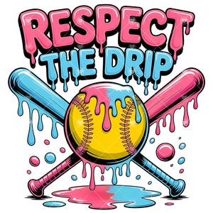 Softball Drip PNG, Respect The Drip Png, Retro Softball Mom Png, Dripping Softball Png, Game Day Sublimation Png, Digital Download