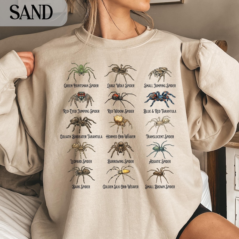 Spiders Sweatshirt, Unique Spider Lover Gift, Funny Arachnid Shirt, Nature-Inspired Hoodie, Cute Insect Print, Unisex Cozy Pullover
