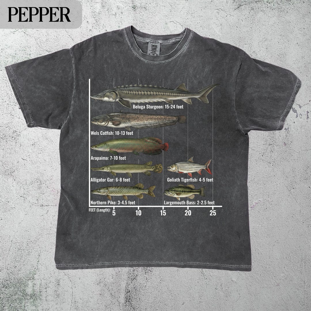 Comfort Colors® Giant Fish Size Comparison Chart T-shirt Sweatshirt ...