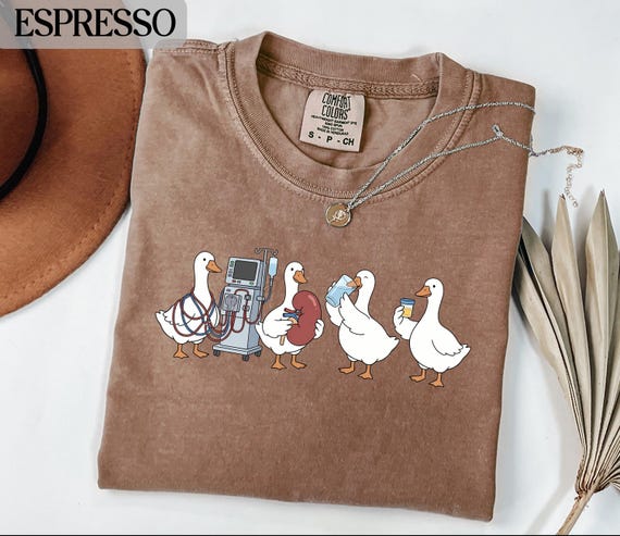 Nephrology Goose T-Shirts, Dialysis Comfort Colors®, Funny Medical T-Shirts, Kidney T-Shirts, Doctor Nurse T-Shirts