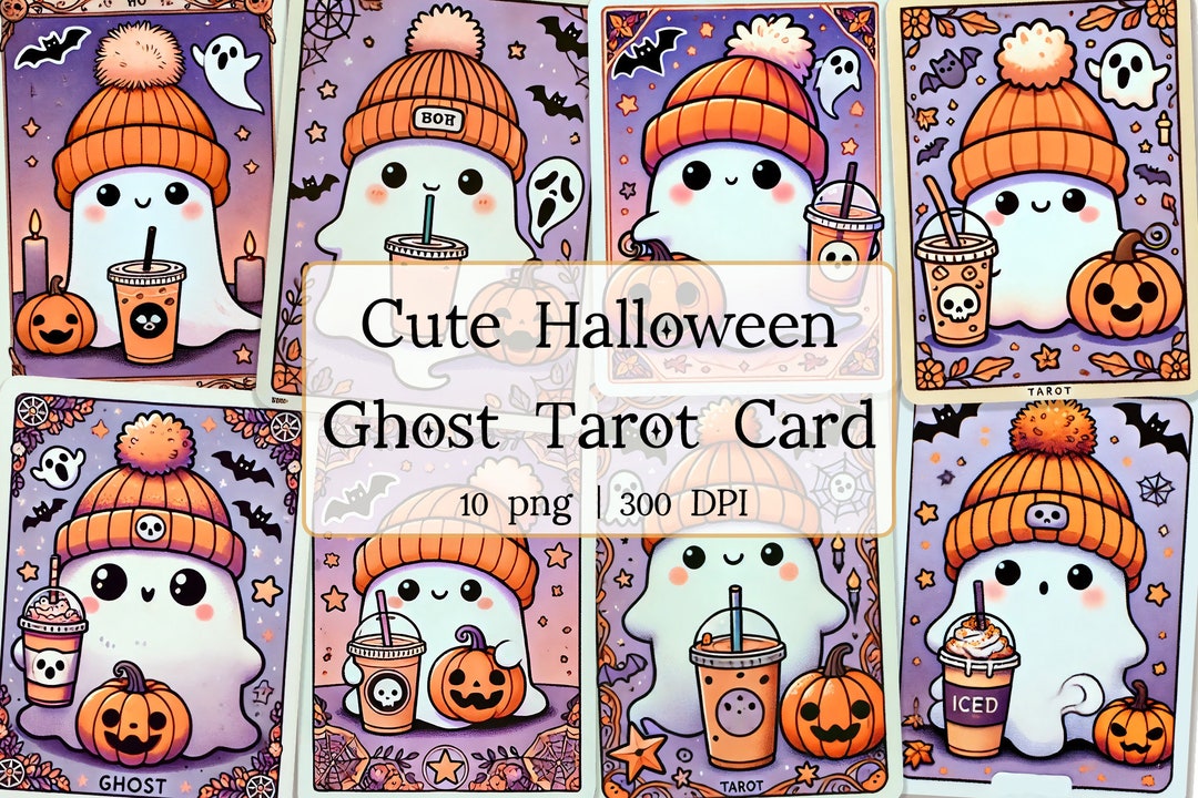 Mazo De Tarot Fantasma Lindo – 78 Cartas Con Bolsa, Estilo Dibujado A Mano Infantil, Ideal Para Adivinación Y Juegos De Amigas