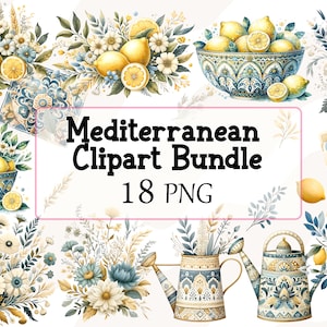 Mediterrane tegel, aquarel citroenen clipart, Portugese azulejo keramische tegels, zomer clip art bundel, blauwe en witte tegel digitaal papier