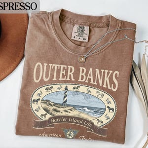 Outer Banks T-shirt, Barrier Island Life Shirt, American Tradition Tee, Vintage Look, Graphic Print Top, Unisex Casual Wear