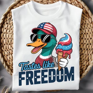Tastes Like Freedom PNG, Funny Duck Digital Download, Duck Hunting Sublimation PNG, 4th of July Duck Patriotic Sublimation png