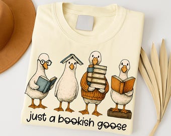 Bookish Silly Goose PNG: Funny Reader Sublimation Design (Digital Download)