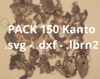 Houten Pokémon-sleutelhangerset - 150 lasergesneden ontwerpen - Pokemon kanto region - Handgemaakte Pokémon-cadeaus