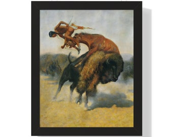 Episode Of A Buffalo Hunt by Frederic Remington Framed Painting Art Print Poster