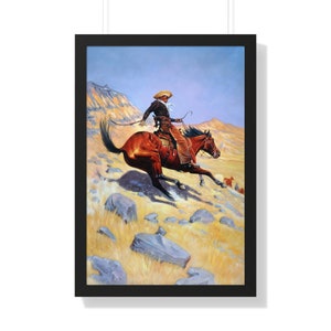 The Cowboy by Frederic Remington Framed Painting Art Print Poster