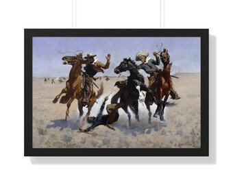 Aiding A Comrade by Frederic Remington Framed Painting Art Print Poster