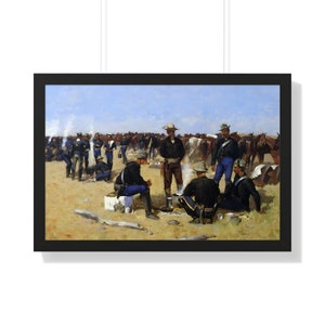 A Cavalryman&#39;s Breakfast On The Plains by Frederic Remington Framed Painting Art Print Poster