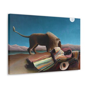 La gitana durmiente de Henri Rousseau Póster enmarcado en lienzo 3D