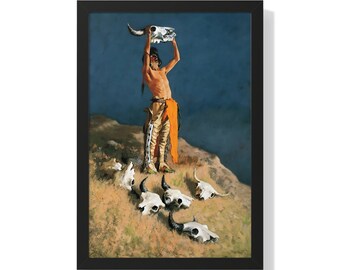 Conjuring Back The Buffalo by Frederic Remington Framed Painting Art Print Poster