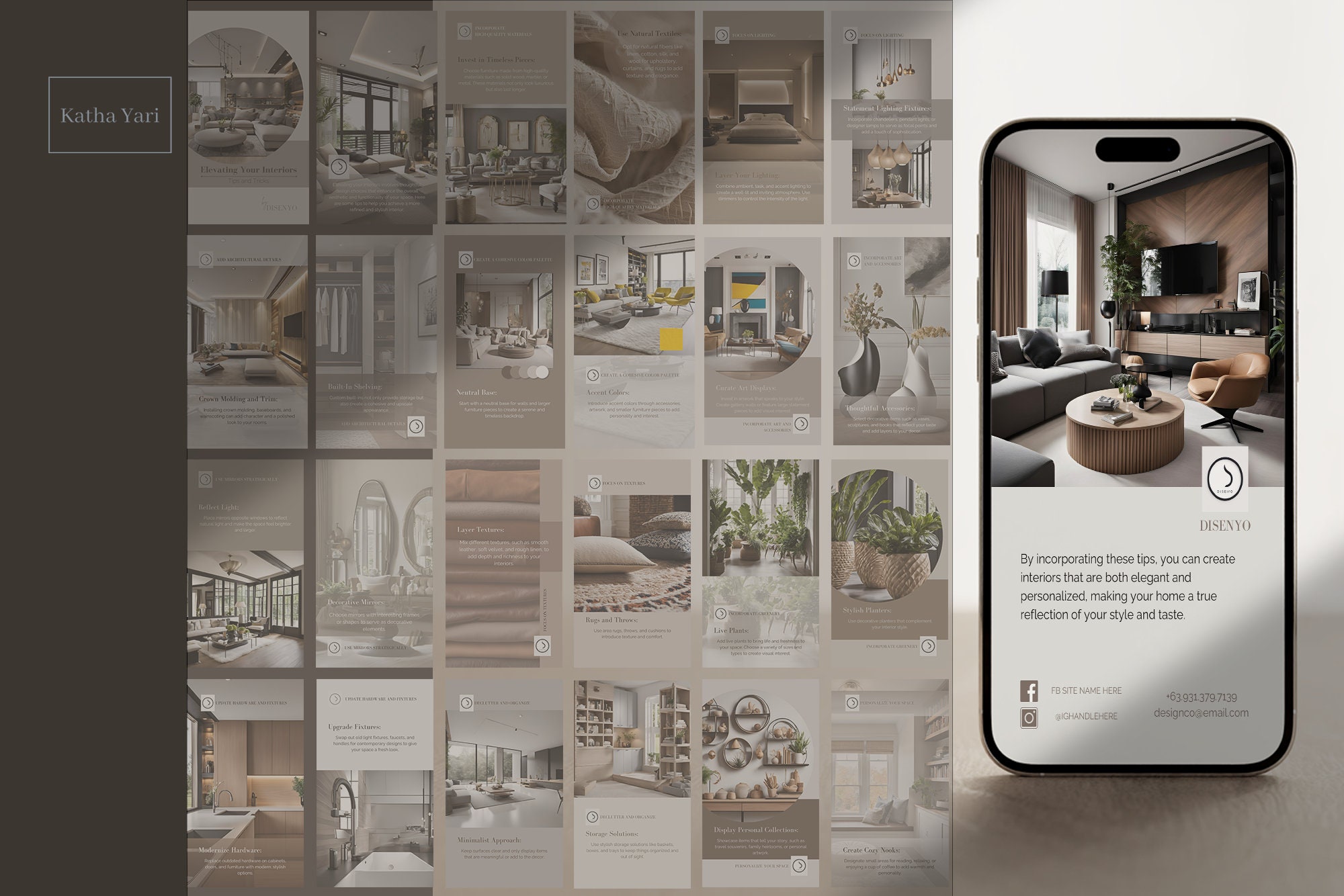 Interior Design Social Media Canva Templates Bundle With Tips and ...