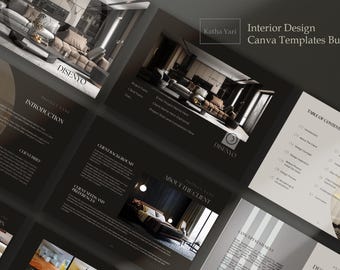 Canva Interior Design Templates for Presentations, Company Profiles, Instagram Posts_DISENYO Bundle