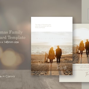 Carte postale personnalisable portrait de famille pour les fêtes - Modèle modifiable Canvas