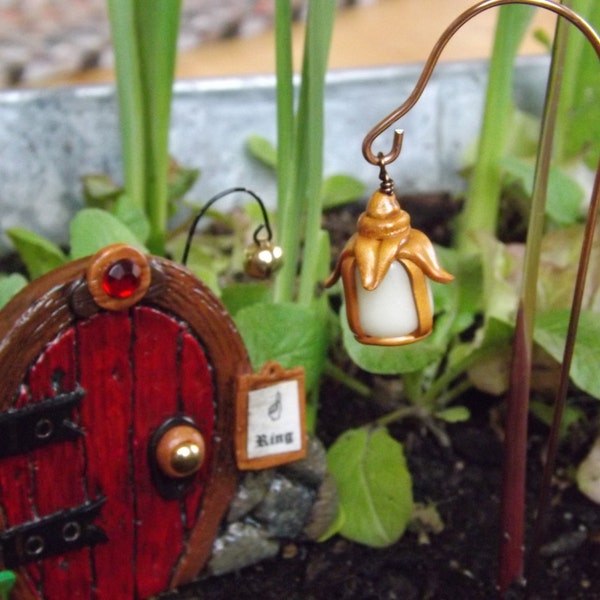 Fairy lamp - fairy garden light - gnome house lamp - GLOW IN the DARK miniature lamp - miniature garden hanging lamp - garden gnome lamp